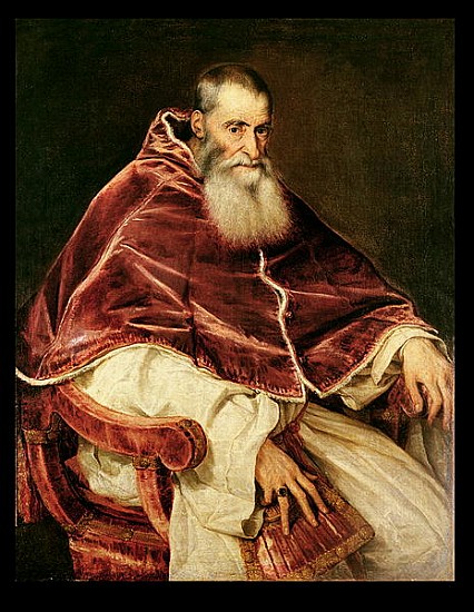 Portrait of Alessandro Farnese (1468-1549) Pope Paul III od Tizian (ve skutečnosti Tiziano Vercellio)