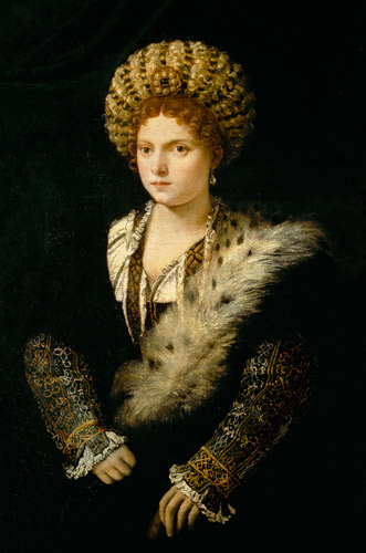 Isabella d Este, Markgräfin von Mantua od Tizian (ve skutečnosti Tiziano Vercellio)