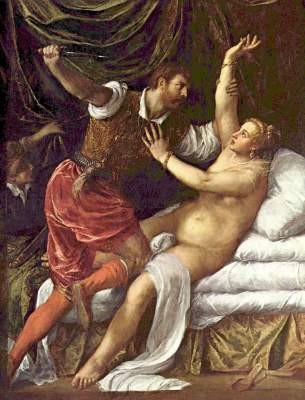 Tarquinius and Lucretia od Tizian (ve skutečnosti Tiziano Vercellio)