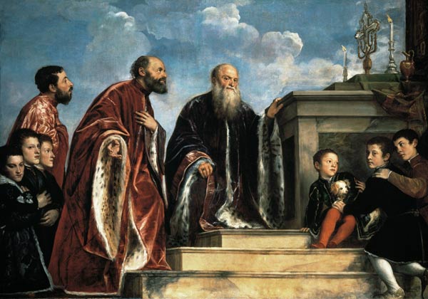 Titian / The Vendramin Family / c. 1547 od Tizian (ve skutečnosti Tiziano Vercellio)