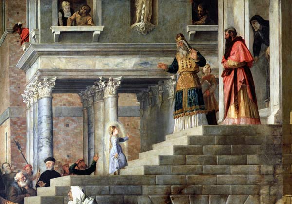 Presentation of the Virgin at the Temple od Tizian (ve skutečnosti Tiziano Vercellio)