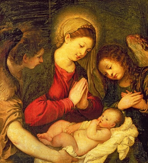 Madonna and Child with Two Angels od Tizian (Schule)