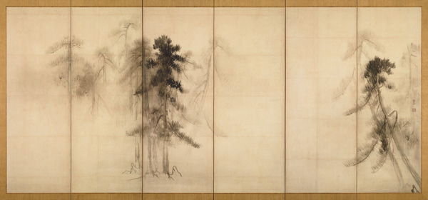 Pine Trees (Right of a pair of six-section folding screens) od Tohaku Hasegawa 