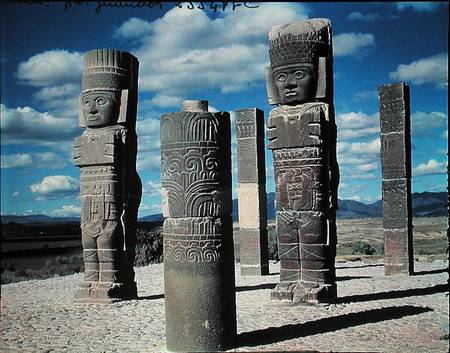 The atlantean columns on top of Pyramid B, Pre-Columbian od Toltec