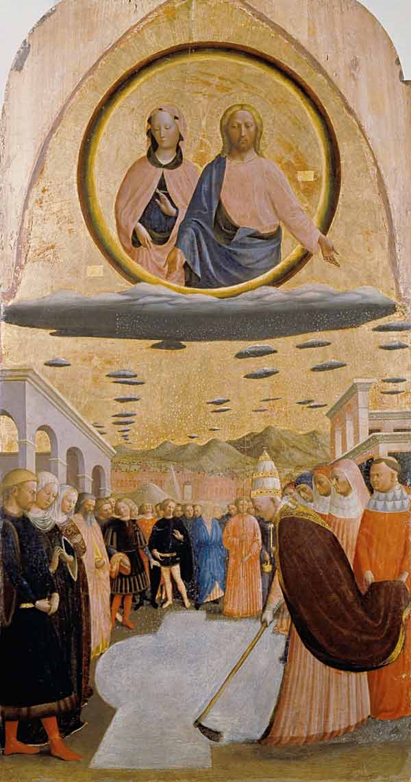 Pope Liberius (r.352-66) Founding the Basilica of Santa Maria della Neve od Tommaso Masolino da Panicale