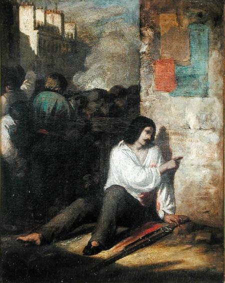 The Barricade in 1848 or, The Injured Insurgent od Tony Johannot