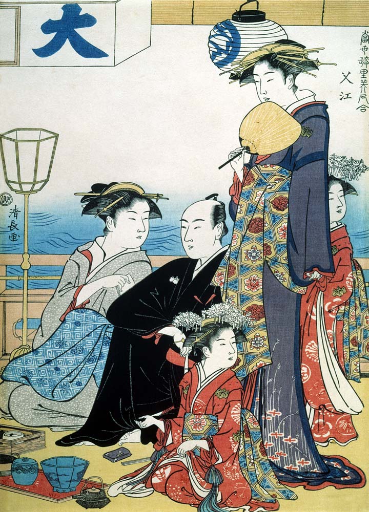 Women of the Gay Quarters (Diptych, right part) od Torii Kiyonaga