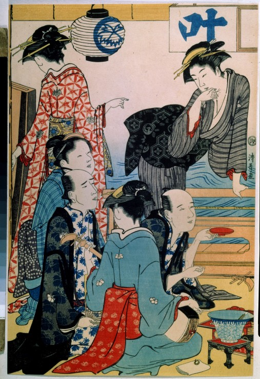 Women of the Gay Quarters (Diptych, left part) od Torii Kiyonaga