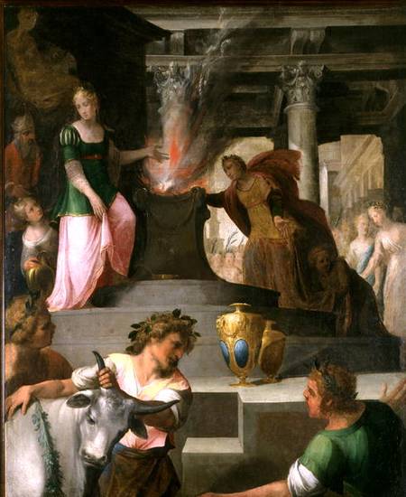 Hyante and Climene offering a sacrifice to Venus od Toussaint Dubreuil