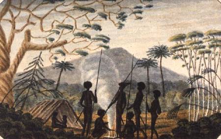 Group of aborigines around a campfire od T.R. Browne