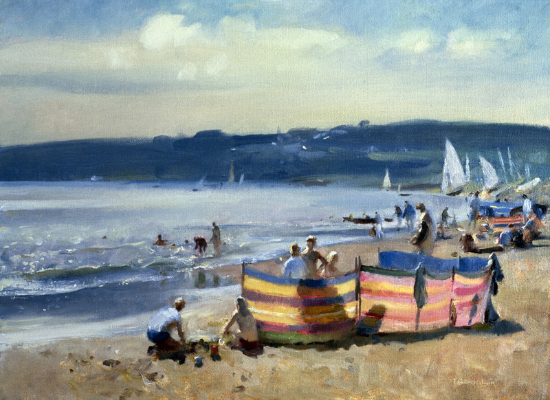 Children on the Beach at Abersoch (oil on canvas)  od Trevor  Chamberlain