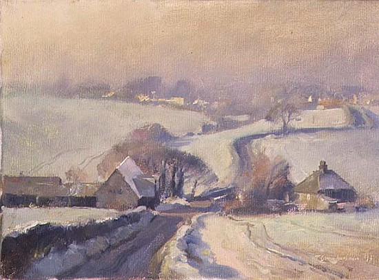 Frosty fields, Aston, 1991  od Trevor  Chamberlain