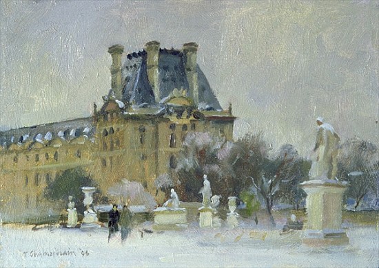 Snow in the Tuilleries, Paris, 1996 (oil on canvas)  od Trevor  Chamberlain