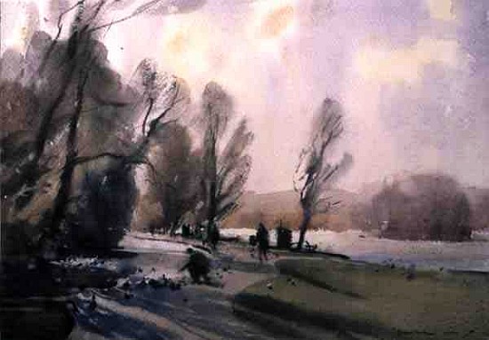 Winter Morning in the Park, 1990 (w/c on paper) od Trevor  Chamberlain