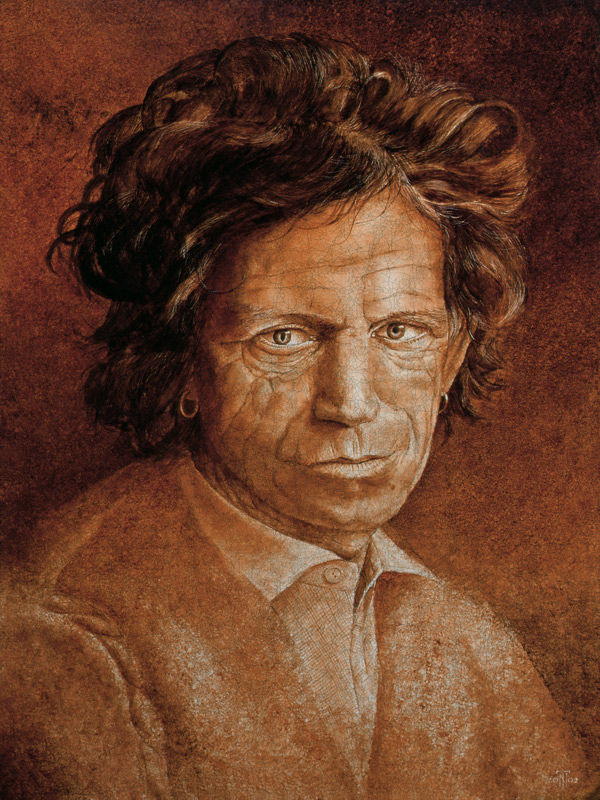 Keith Richards (b.1943) (oil glazes on cracked gesso on canvas laid on board)  od Trevor  Neal