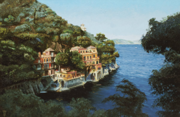 Villa, Portofino, From Hotel Picolo, Liguria, 1998 (oil on canvas)  od Trevor  Neal