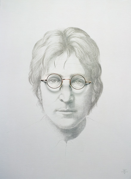 Lennon (1940-80) (silverpoint and spectacles on chinese white on hot pressed paper laid on board)  od Trevor  Neal