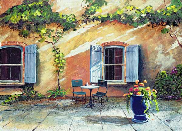 Shuttered Windows, Provence, France, 1999 (oil on board)  od Trevor  Neal