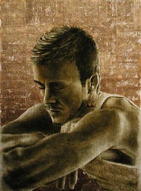 Beckham (b.1975) (oil and gold leaf on cracked gesso on canvas laid on board) 