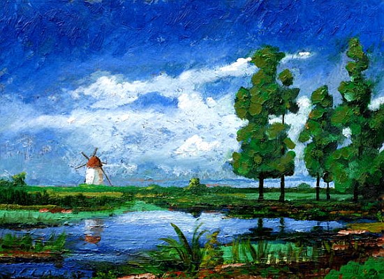 Windmill, Holland, 2006 (oil on board)  od Trevor  Neal