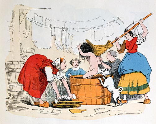 The Compulsory Bath, illustration for 'Les Defauts Horribles', c.1860 (colour litho) od Trim