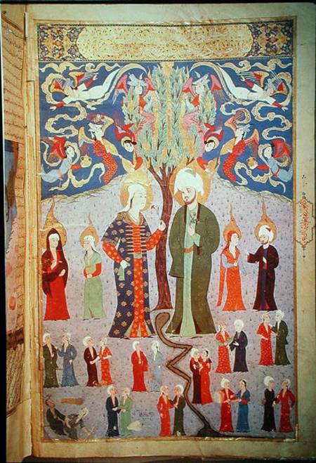 Adam and Eve and their Thirteen Twins, from 'Zubdet ut Tevarih' by Lokman od Turkish School