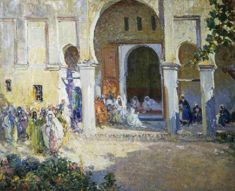 Judgment of the Pasha, Fes 1924, painting by Ulisse Caputo (1872-1948), 80x100 cm, Italy, 20th centu od Ulisse Caputo