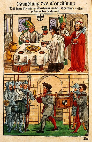 How the bread and wine were distributed to the people during the Council of Constance, from ''Chroni od Ulrich von Richental