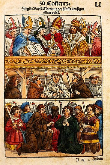Martin V is elected Pope and blesses the people at the Council of Constance, 1417, from ''Chronik de od Ulrich von Richental