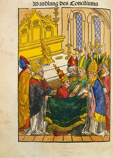 Martin V is installed as Pope at the Council of Constance, from ''Chronik des Konzils von Konstanz'' od Ulrich von Richental