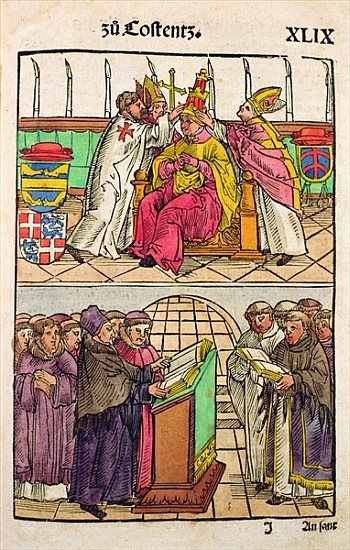 Pope Martin V is installed to the Papacy at the Council of Constance, from ''Chronik des Konzils von od Ulrich von Richental