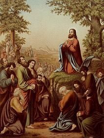 Reproduction from the Allivoli Bible: Sermon on the Mount of Olibes (Jesus teaches the Lord’s Prayer od (um 1900) Anonym