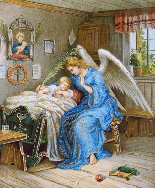 Guardian Angel with a sleeping Child od (um 1900) Anonym
