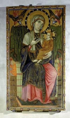 Thronende Maria mit Kind und zwei Engel