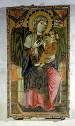 Thronende Maria mit Kind und zwei Engel od um Meister von S. Chiara