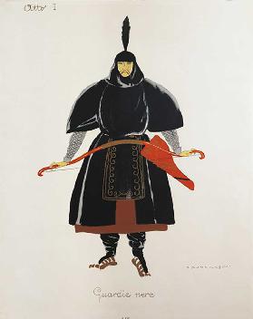 Costume for the black guards from Turandot by Giacomo Puccini, sketch by Umberto Brunelleschi (1879-