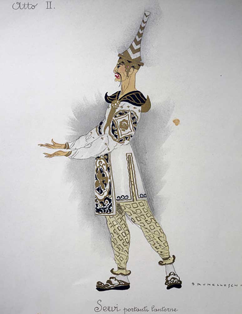 Costume for a servant from Turandot by Giacomo Puccini, sketch by Umberto Brunelleschi (1879-1949) f od Umberto Brunelleschi