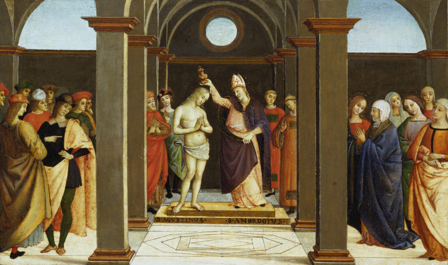 St. Ambrose baptises St. Augustine od Umbrischer Meister um 1500