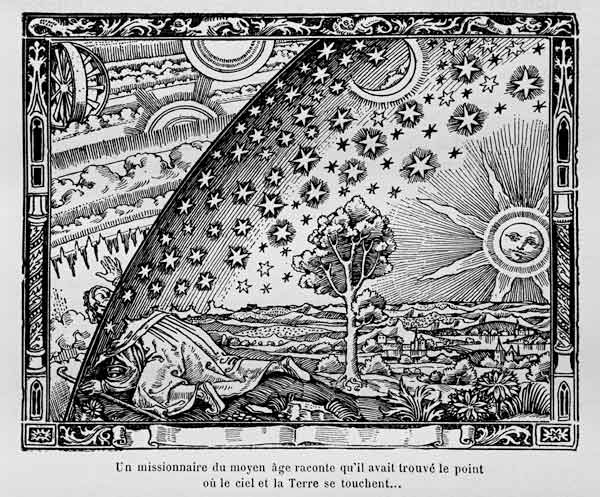 The edge of the firmament (Flammarion engraving) From L'atmosphère. Météorologie populaire by Camill od Unbekannter Künstler
