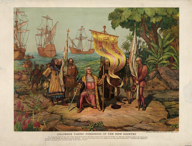Columbus taking possession of the new country od Unbekannter Künstler