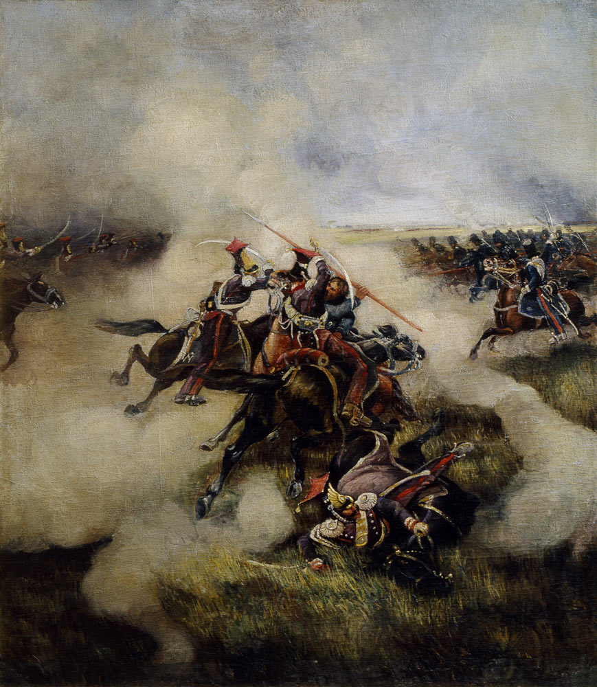 Polish uhlans fighting with cossacks od Unbekannter Künstler