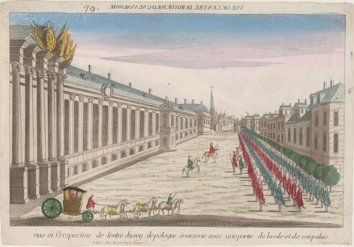 View and perspective of the entrance of the King of Poland in Warsaw with his palace od Unbekannter Künstler
