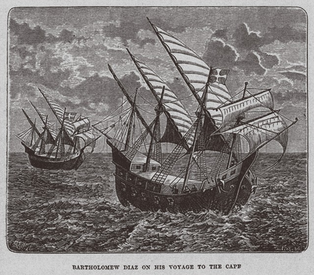 Bartholomew Diaz on his voyage to South Africa od Unbekannter Künstler