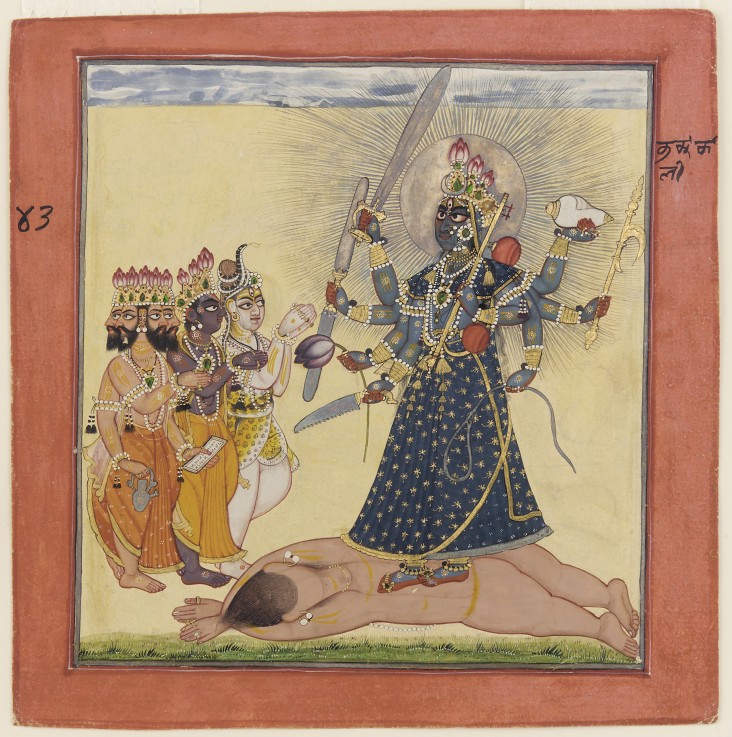 Goddess Bhadrakali Worshipped by the Gods (from a tantric Devi series) od Unbekannter Künstler