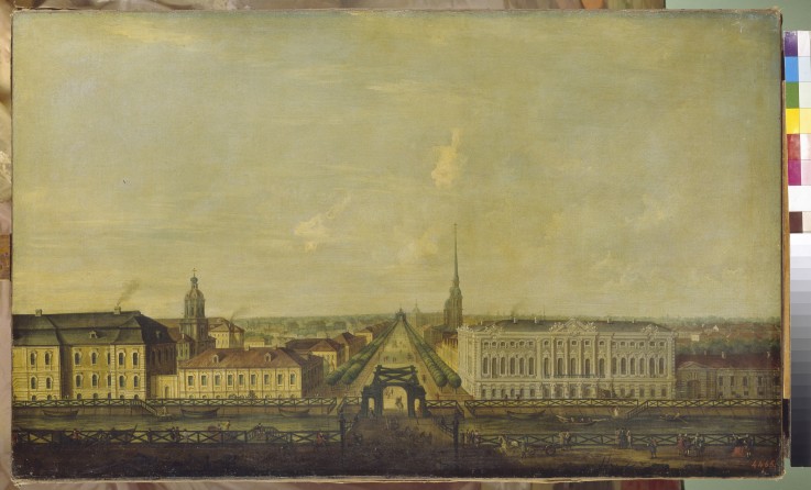 View of the Nevsky Prospekt from the Police Bridge with the Stroganov Palace od Unbekannter Künstler