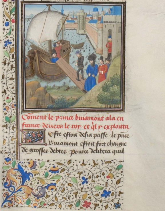Bohemond I of Antioch traveled back to Apulia. Miniature from the "Historia" by William of Tyre od Unbekannter Künstler