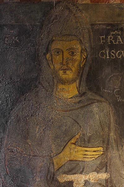 svatý František z Assisi (detail nejstaršího portrétu) od Unbekannter Künstler