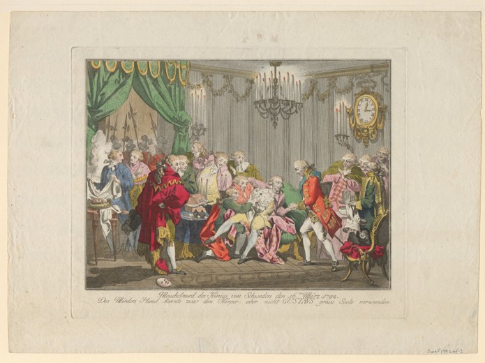 The Assassination of King Gustav III on 16 March 1792 od Unbekannter Künstler
