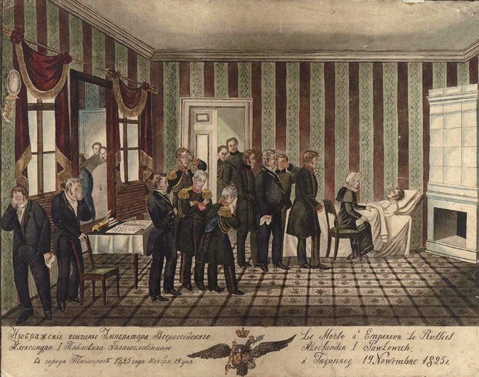 The death of Alexander I of Russia in Taganrog on 19 November 1825 od Unbekannter Künstler