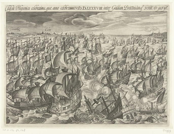 The sinking of the Spanish Armada in 1588 od Unbekannter Künstler